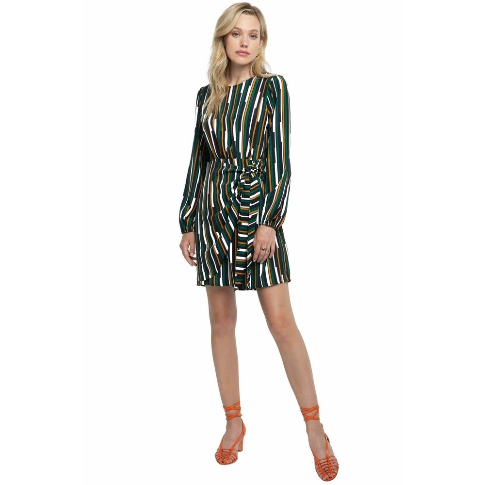 ASTR The Label Dress Women’s Small Wrap Skirt Dress Striped Green White Formal